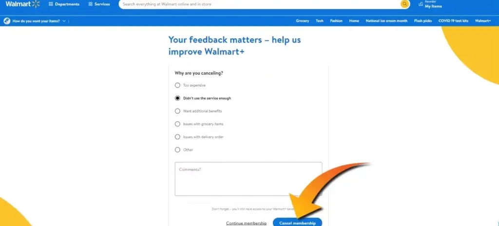 Cancel Walmart Plus Membership